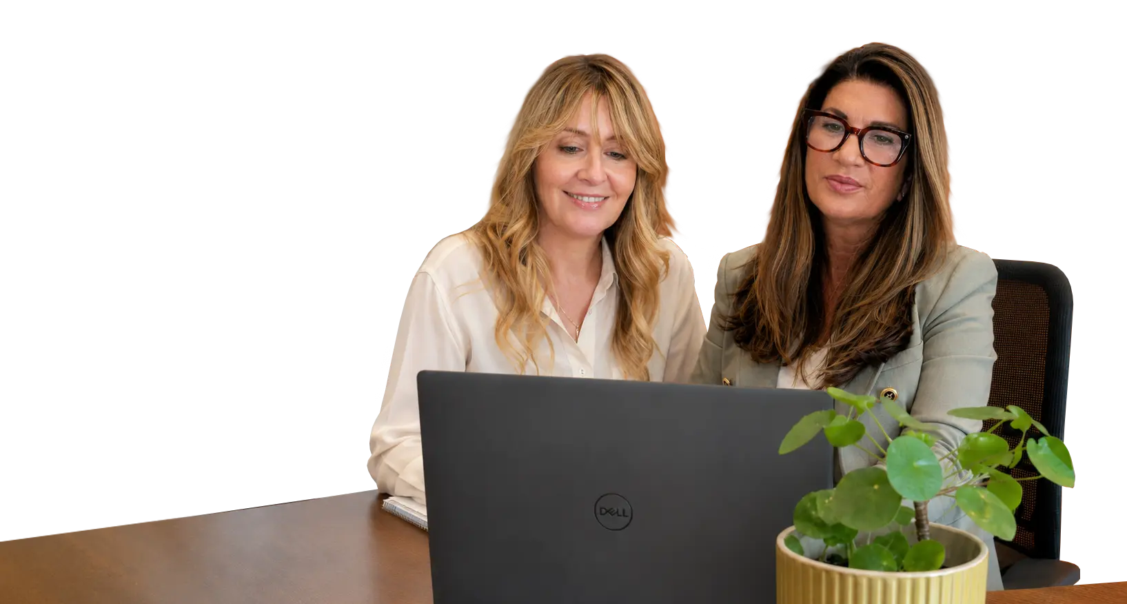 Emma and a colleague in conversation